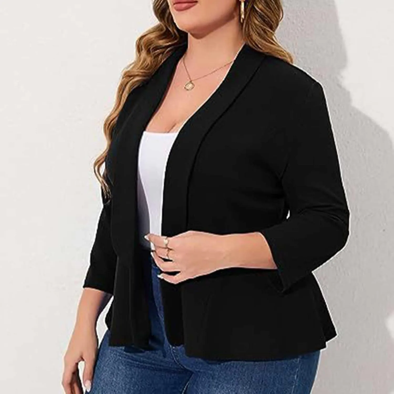 Women's Plus Size Blazer,Long Sleeve Flattering Business Casual Suit Jacket Lightweight Fashion Dressy Peplum Blazer