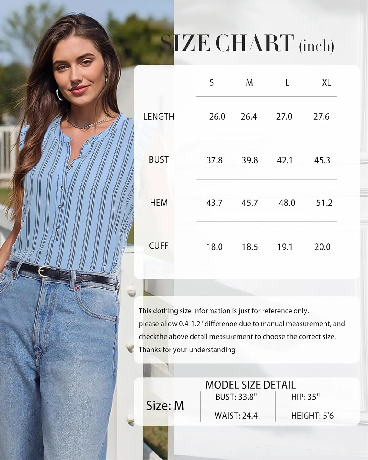 Womens Sleeveless Button Down Shirts Blouses Striped Casual Business Tank Tops Office Work